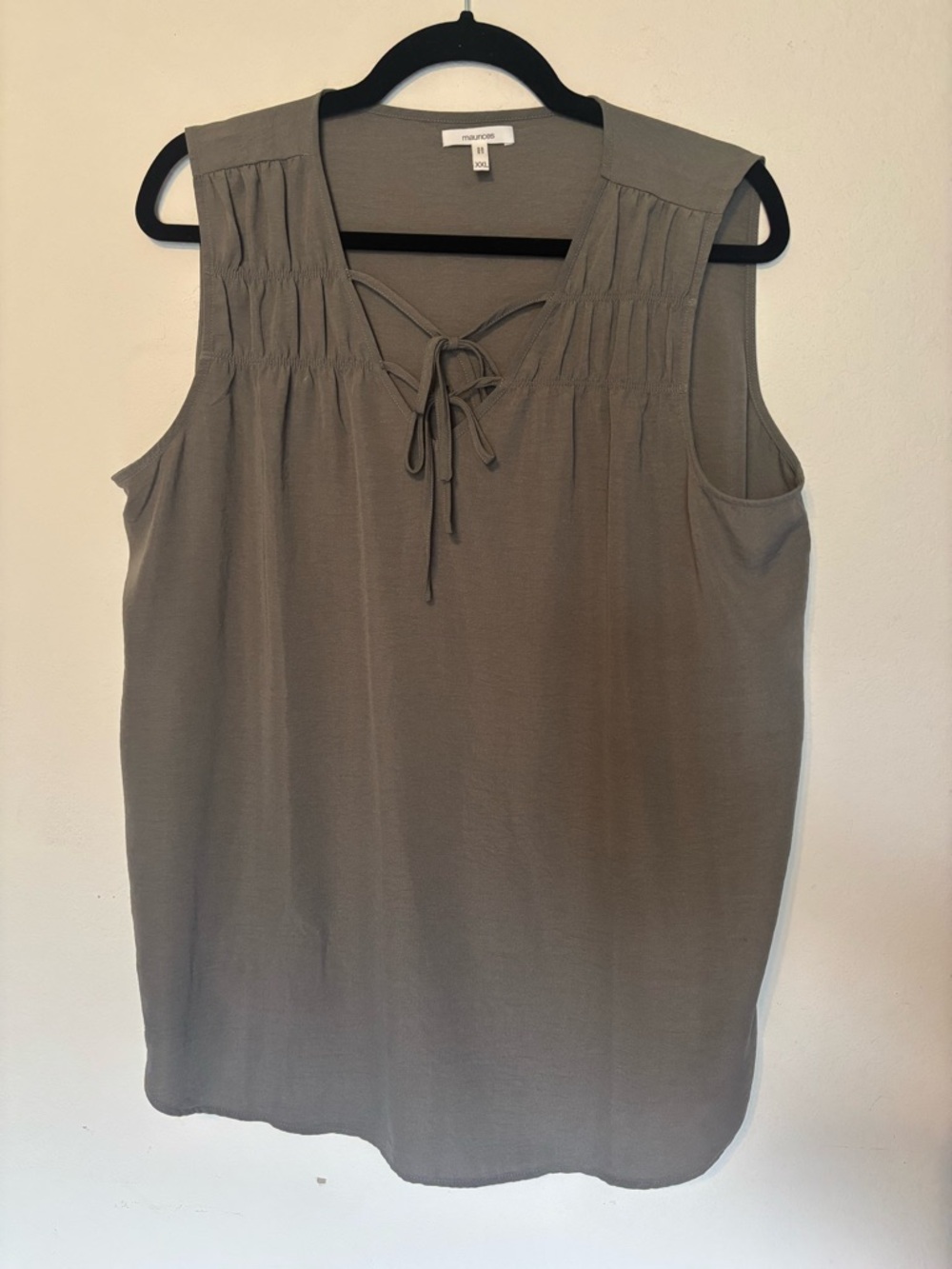 Maurices Olive Lace Up V Neck Sleeveless Tank Top XXL Plus Boho